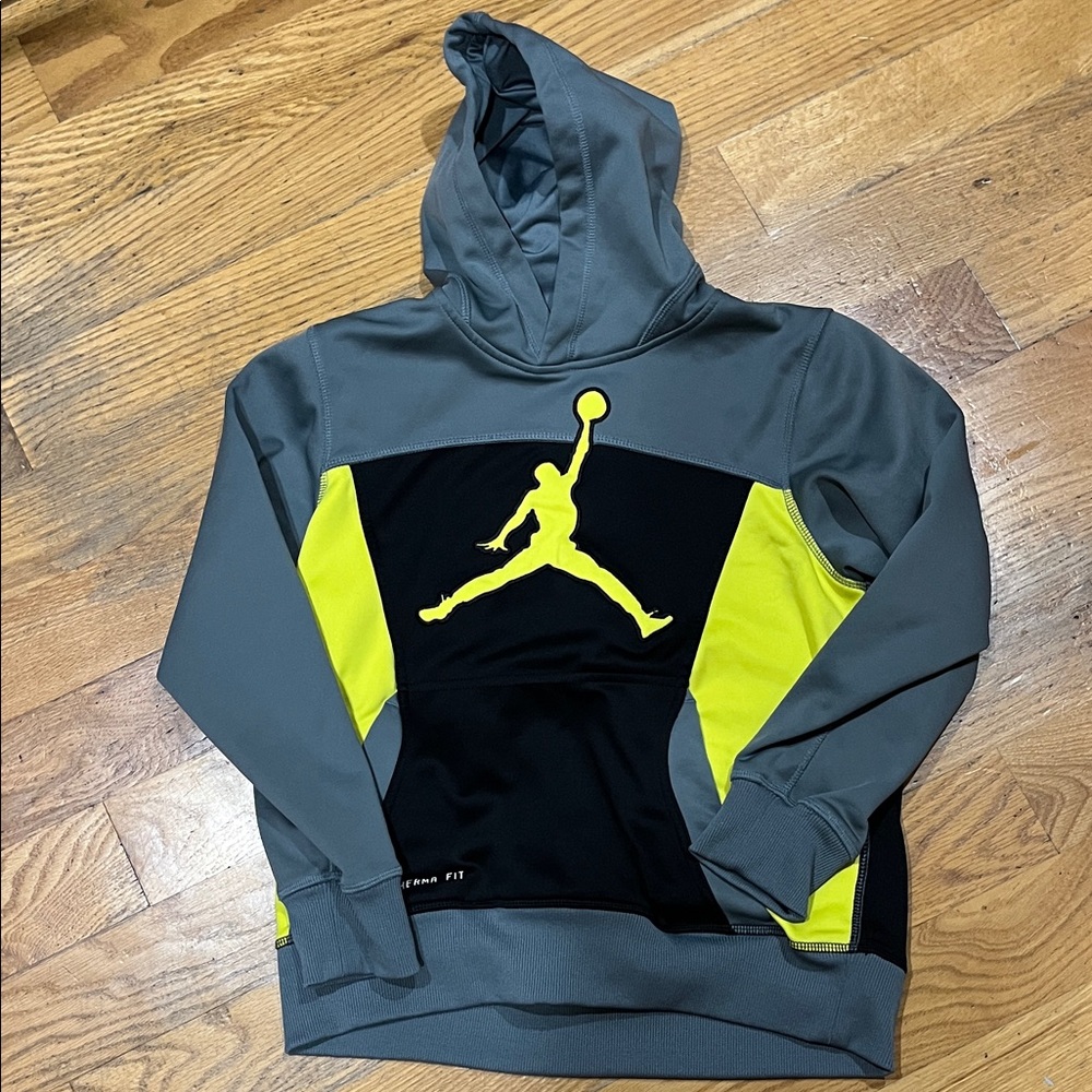 Jordan Gray and Yellow Kids Hoodie
